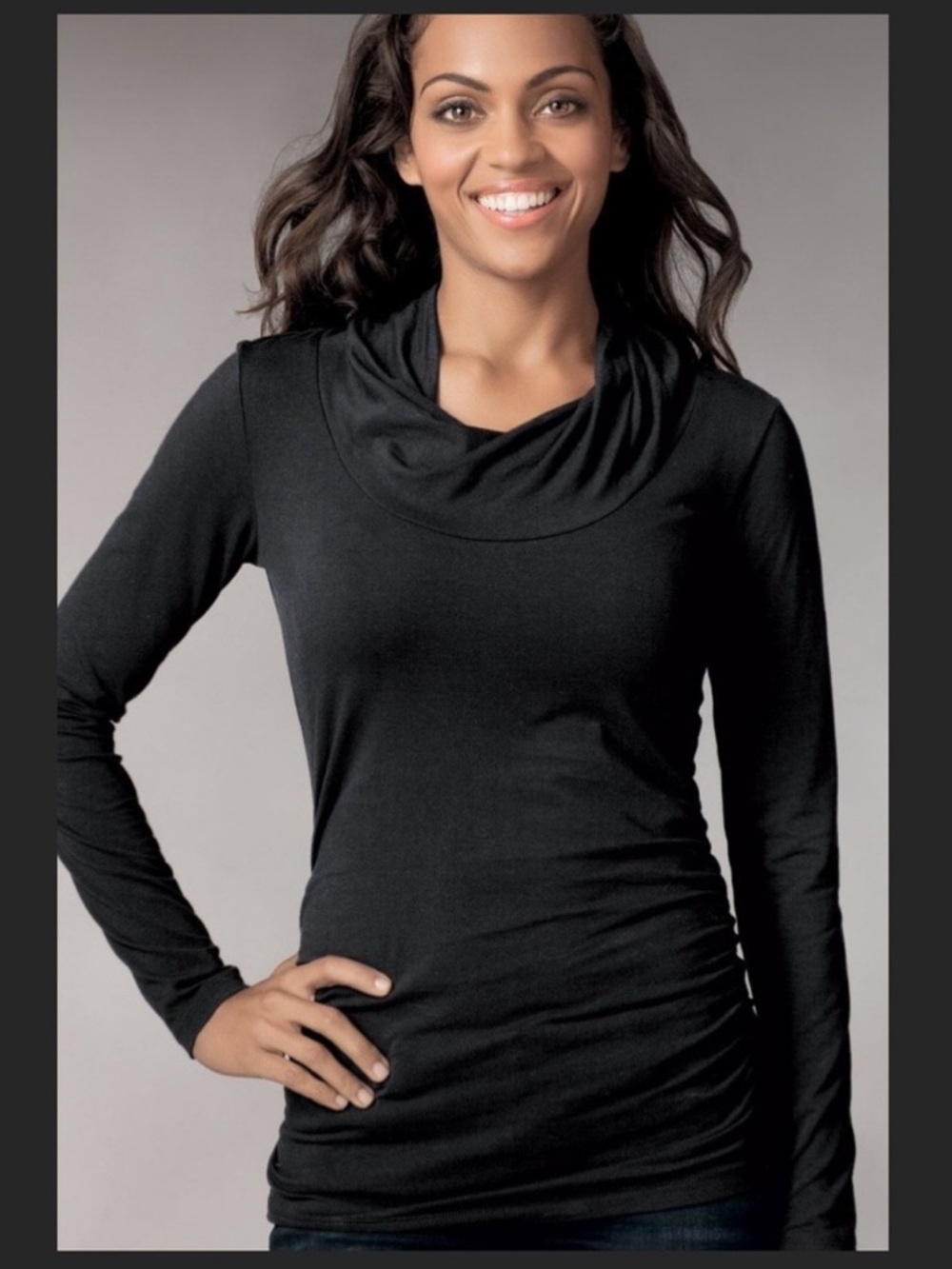 CABI Black Cowl Neck Long Sleeve Tunic Top Soft Stretch Women’s Medium